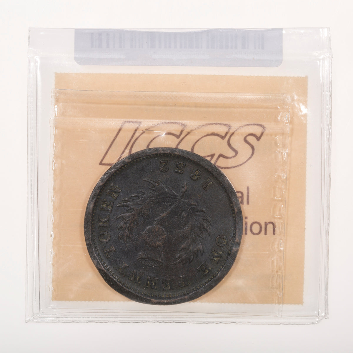Nova Scotia CH# NS-4A2 Counterfeit Thistle Token One Penny 1832 Left serif, top of "1", Copper, Engrailed ICCS VF-30