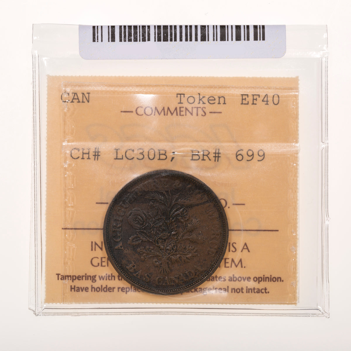 Lower Canada CH# LC-30B Bouquet Sou Belleville 18 Leaves 3 Shamrocks Bow Left ND Large Bow ICCS EF-40