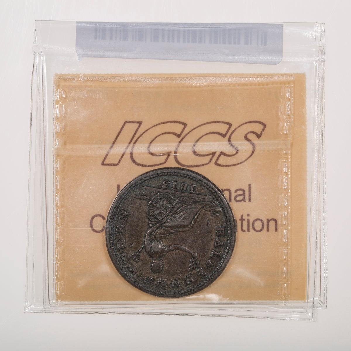 Wellington CH# WE-1A3 Halfpenny Token Field Marshall Wellington 1813 Engrailed, Thick, Coinage axis ICCS EF-40