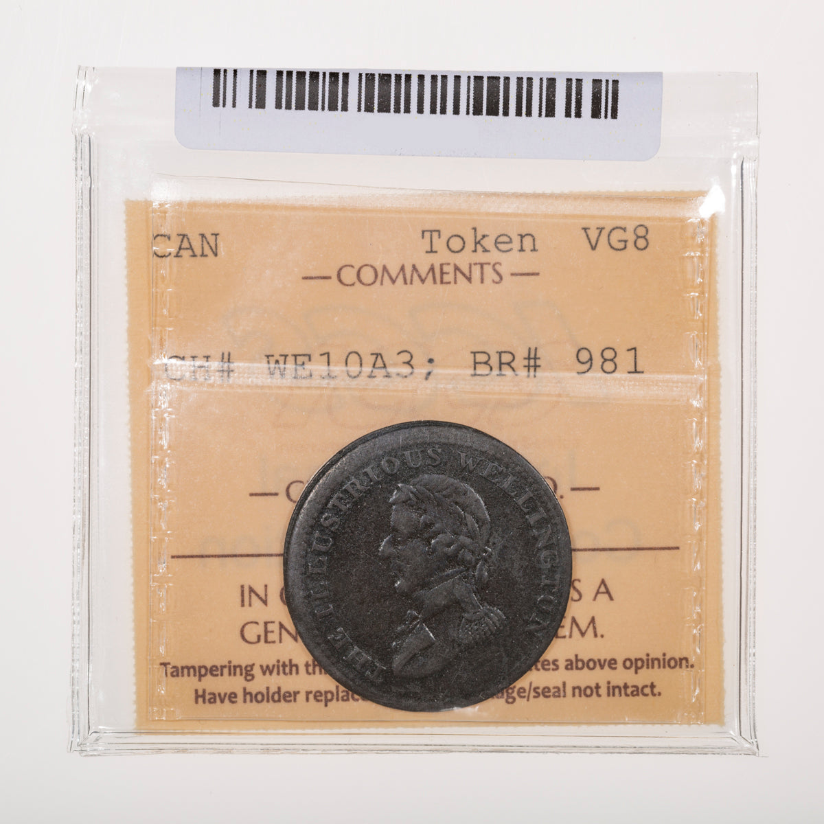 Wellington CH# WE-10A3 Waterloo Halfpenny The Illustrious Wellington 1816 Eight strings, One leaf ICCS VG-8