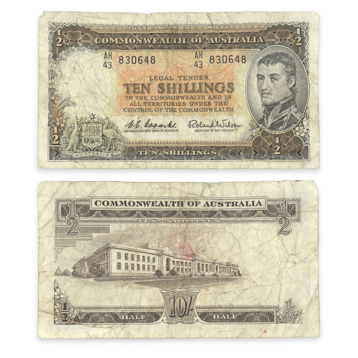 Australia 10 Shillings 1954 P# 29a F-15