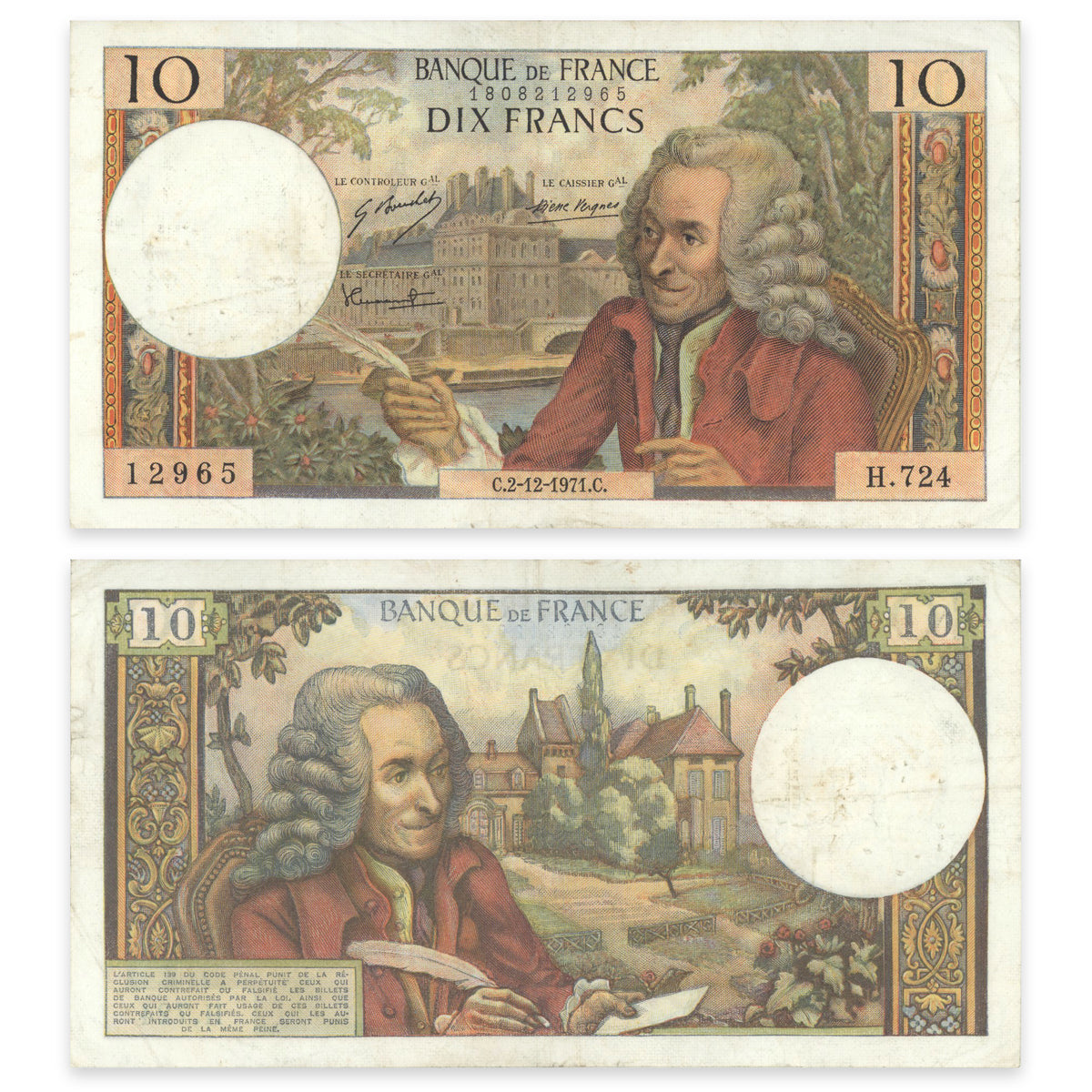 France 10 Francs 1961 P# 147c VF-30