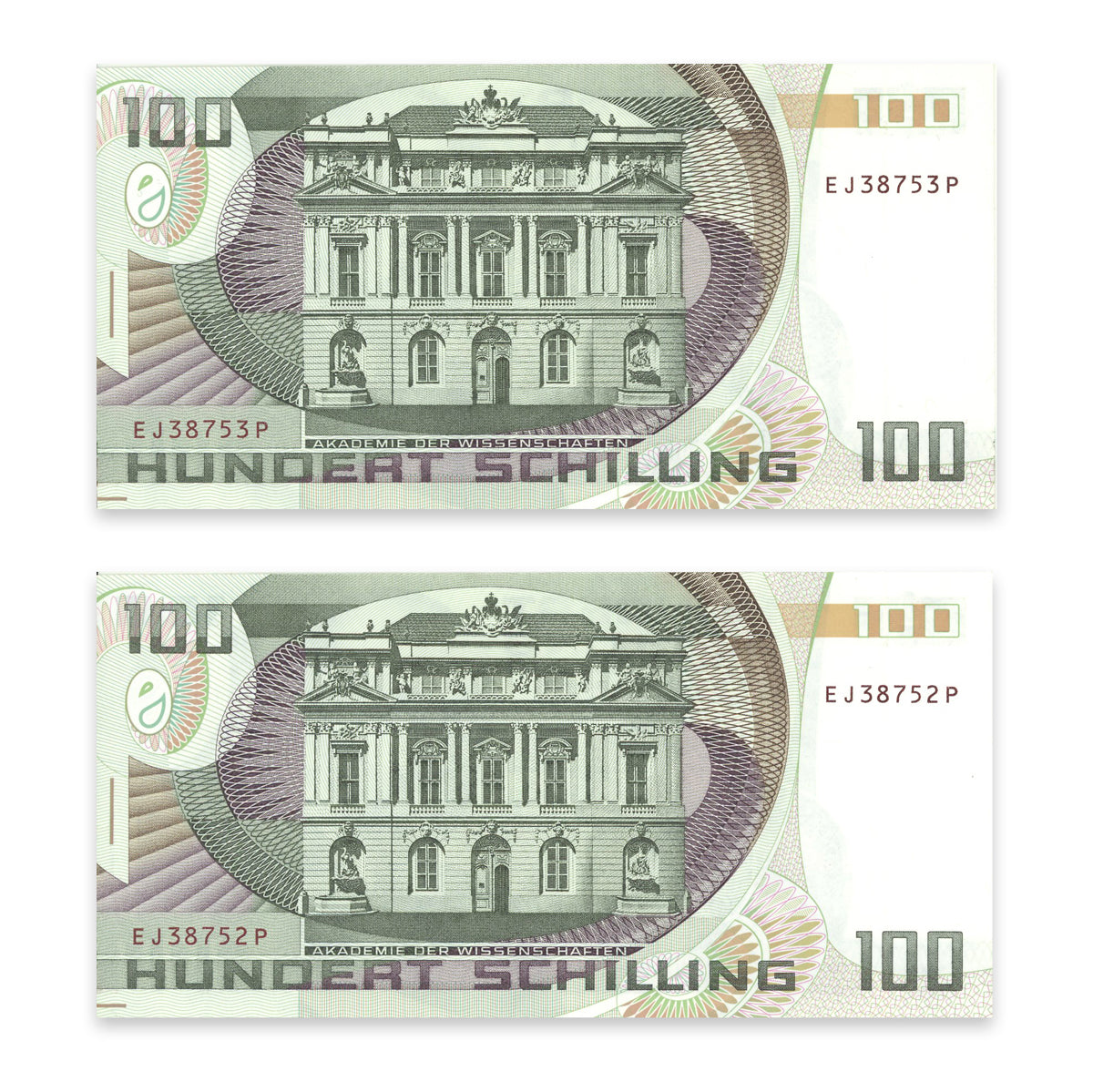 Austria 100 Schilling 1984 (1985) P# 150 Consec UNC-60