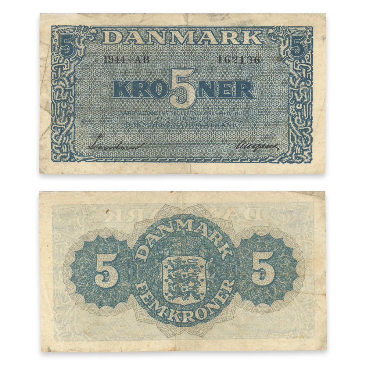 Denmark 5 Kroner 1944 P# 35a VF-20