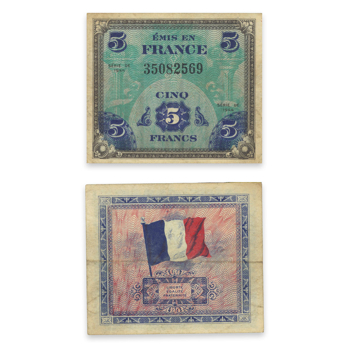 France - Allied Military Currency 5 Francs 1944 P# 115a VF-30