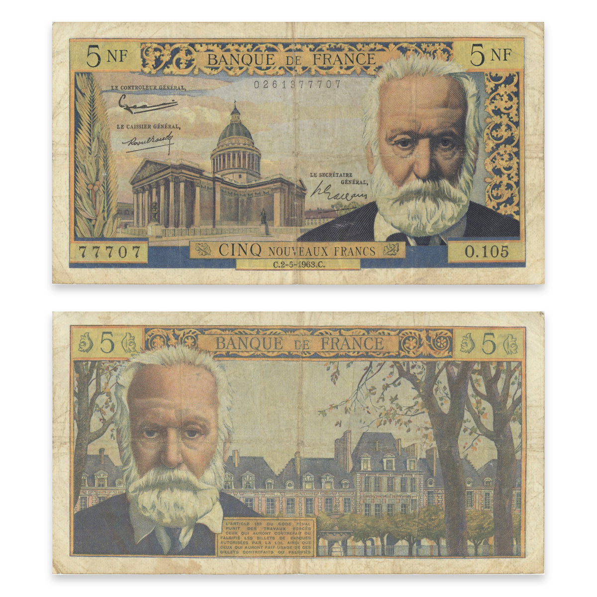 France 5 Nouveaux Francs 1963 P# 141a F-18