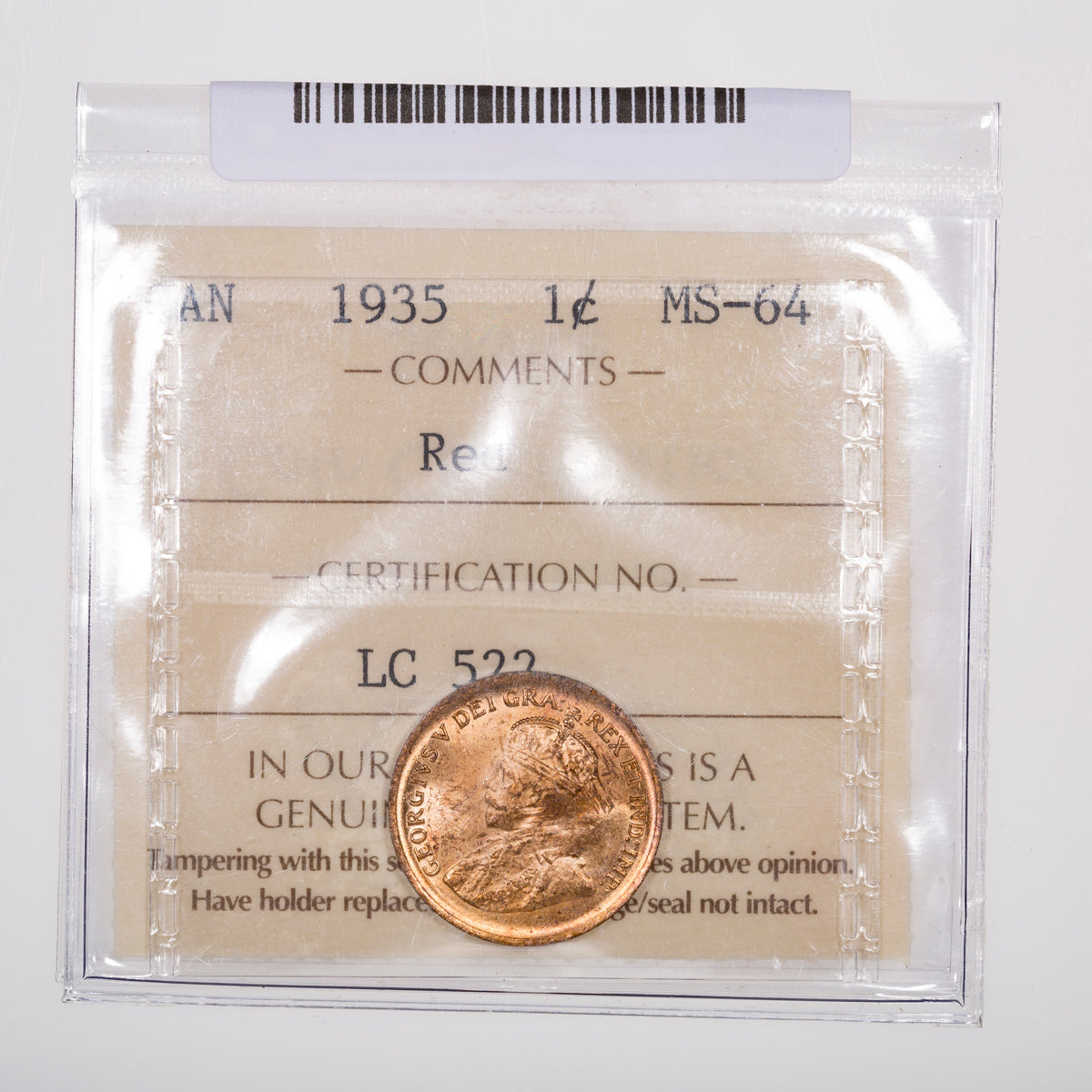 1 Cent 1935 ICCS MS-64 Red