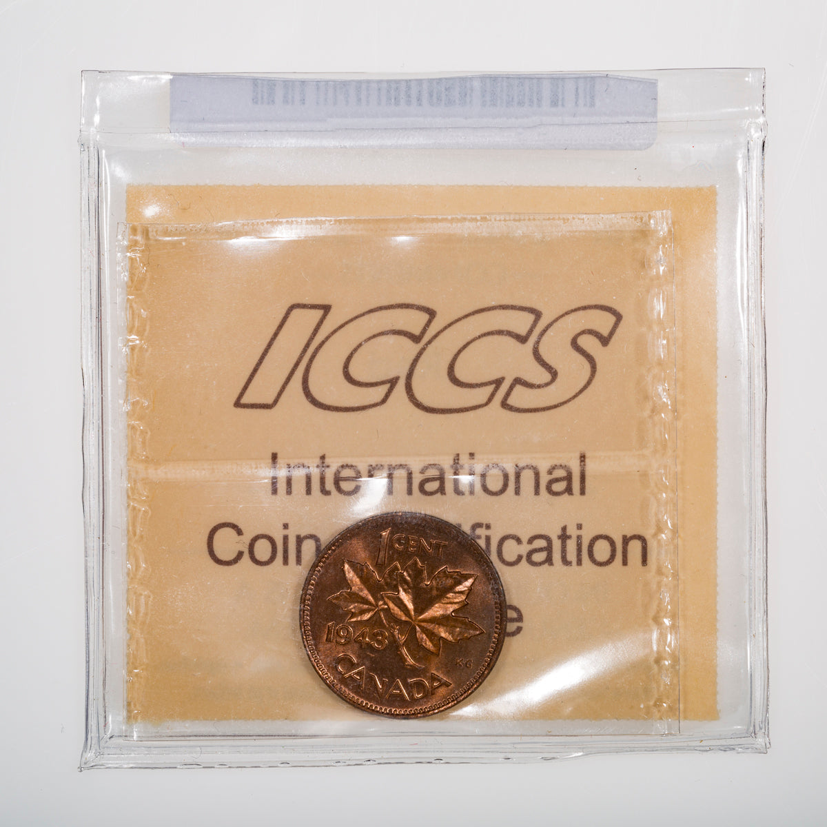 1 Cent 1943 ICCS MS-65 Red