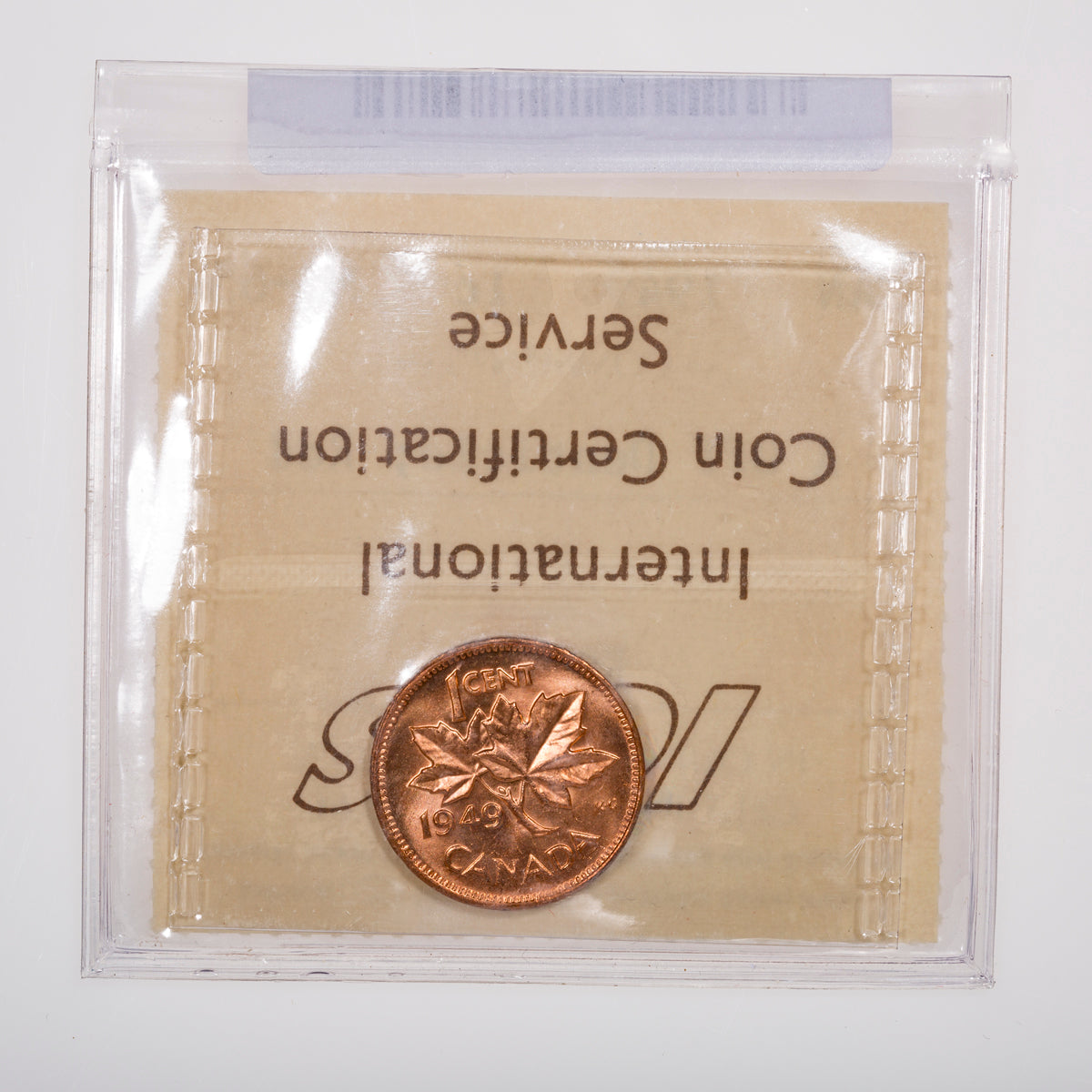 1 Cent 1949 A Off Denticle ICCS MS-65 Red