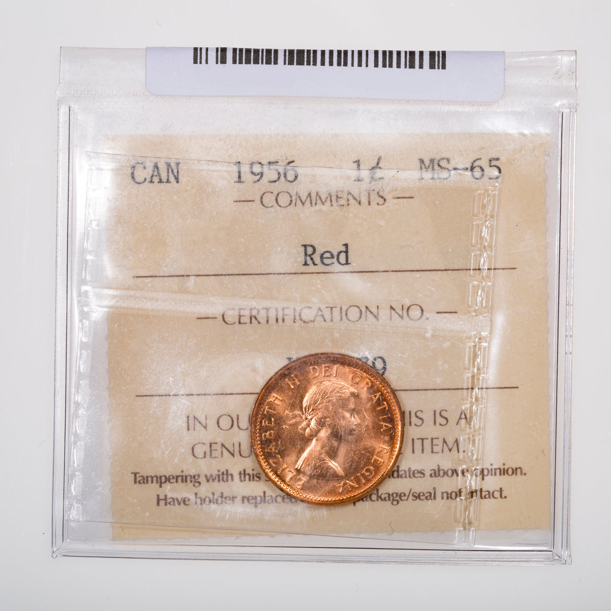 1 Cent 1956 ICCS MS-65 Red