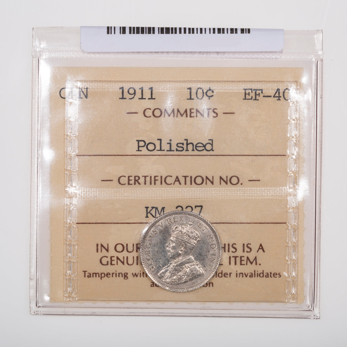 10 Cent 1911 ICCS EF-40