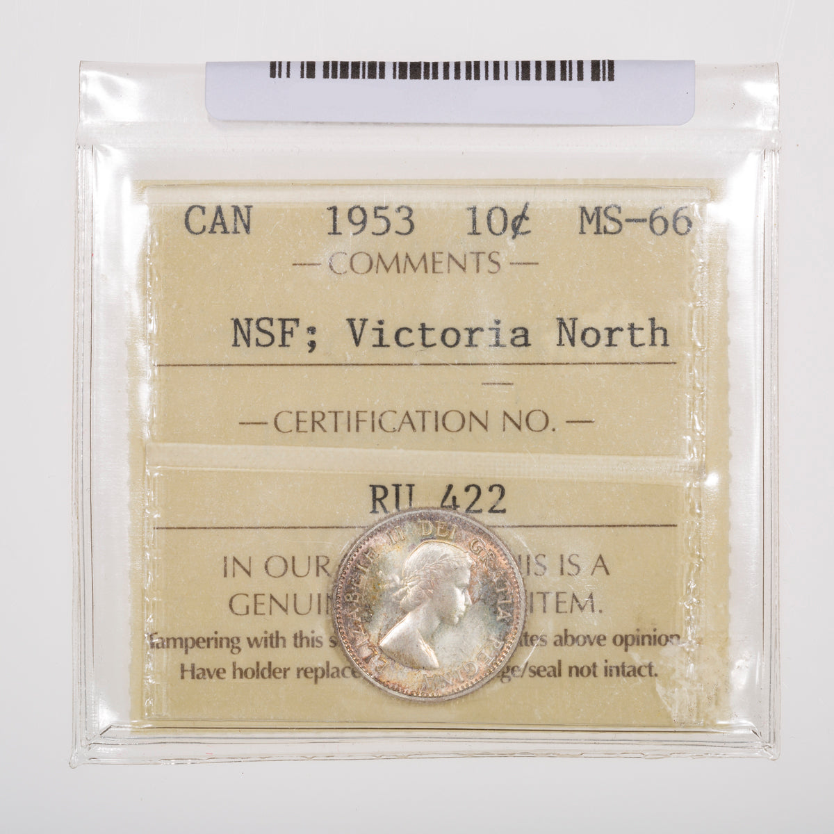 10 Cent 1953 NSF ICCS MS-66