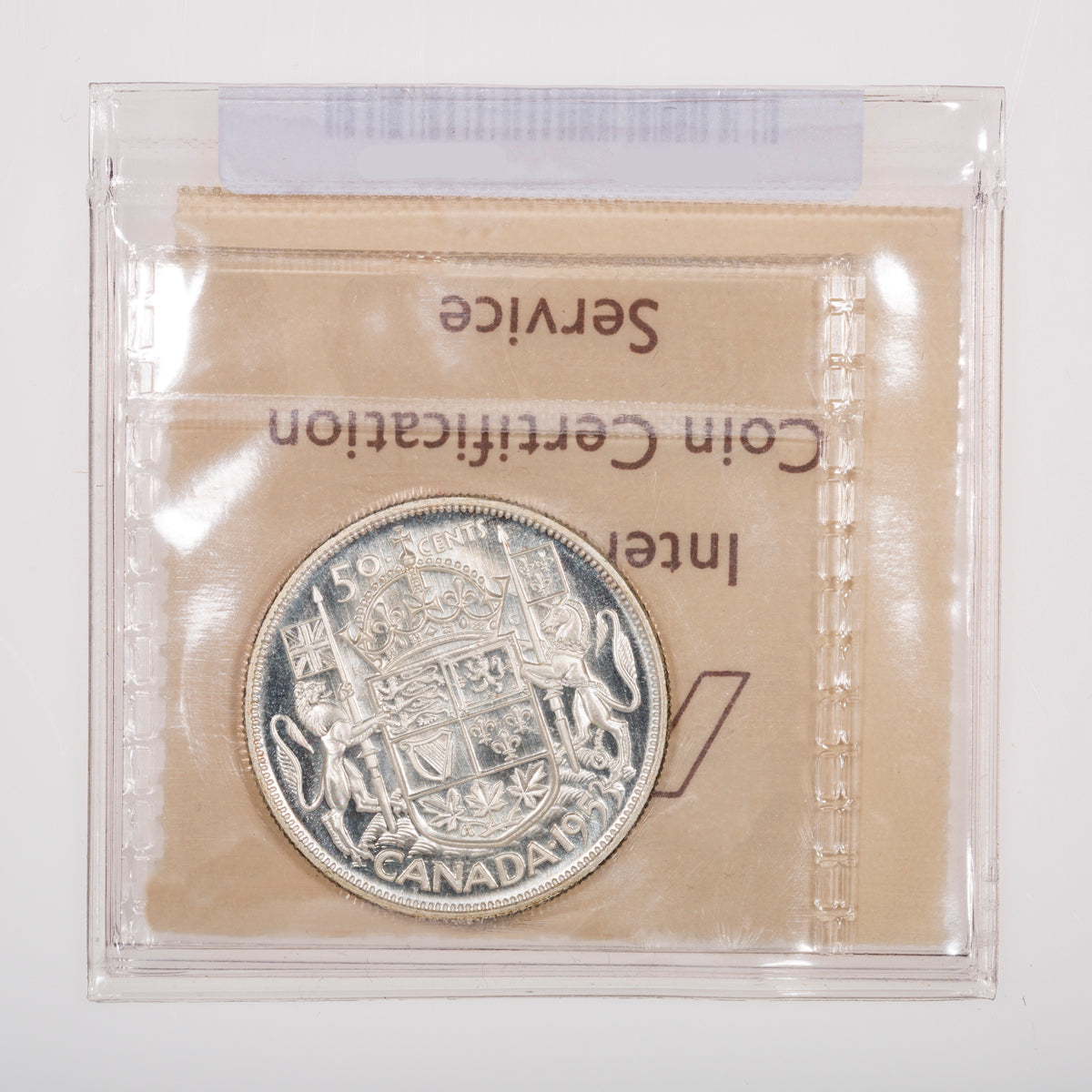 50 Cent 1953 Large Date Shoulder Fold ICCS PL-64