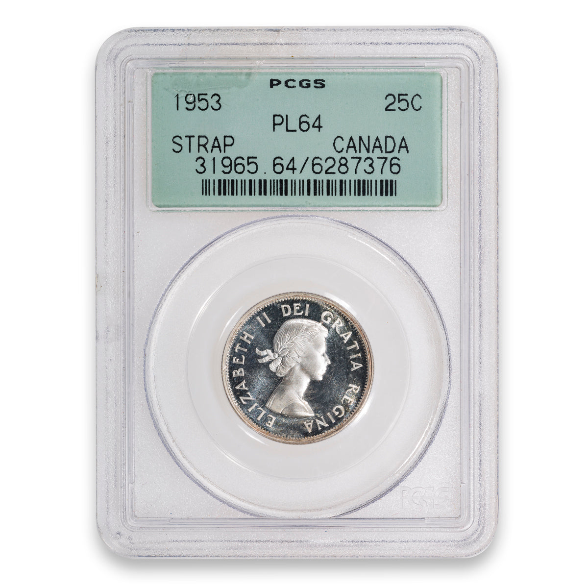 25 Cent 1953 Strap PCGS PL-64