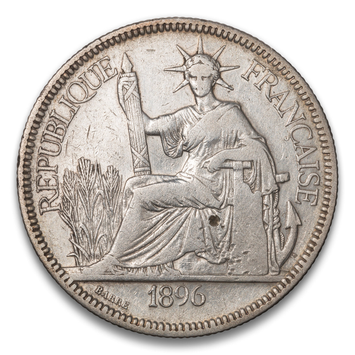 French Indo-China Silver 1 Piastre 1896 A