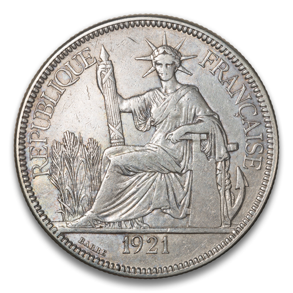 French Indo-China Silver 1 Piastre 1921