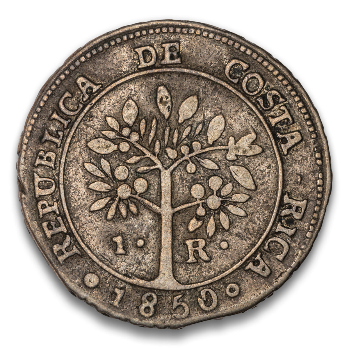 Costa Rica Silver 1 Real 1850 JB