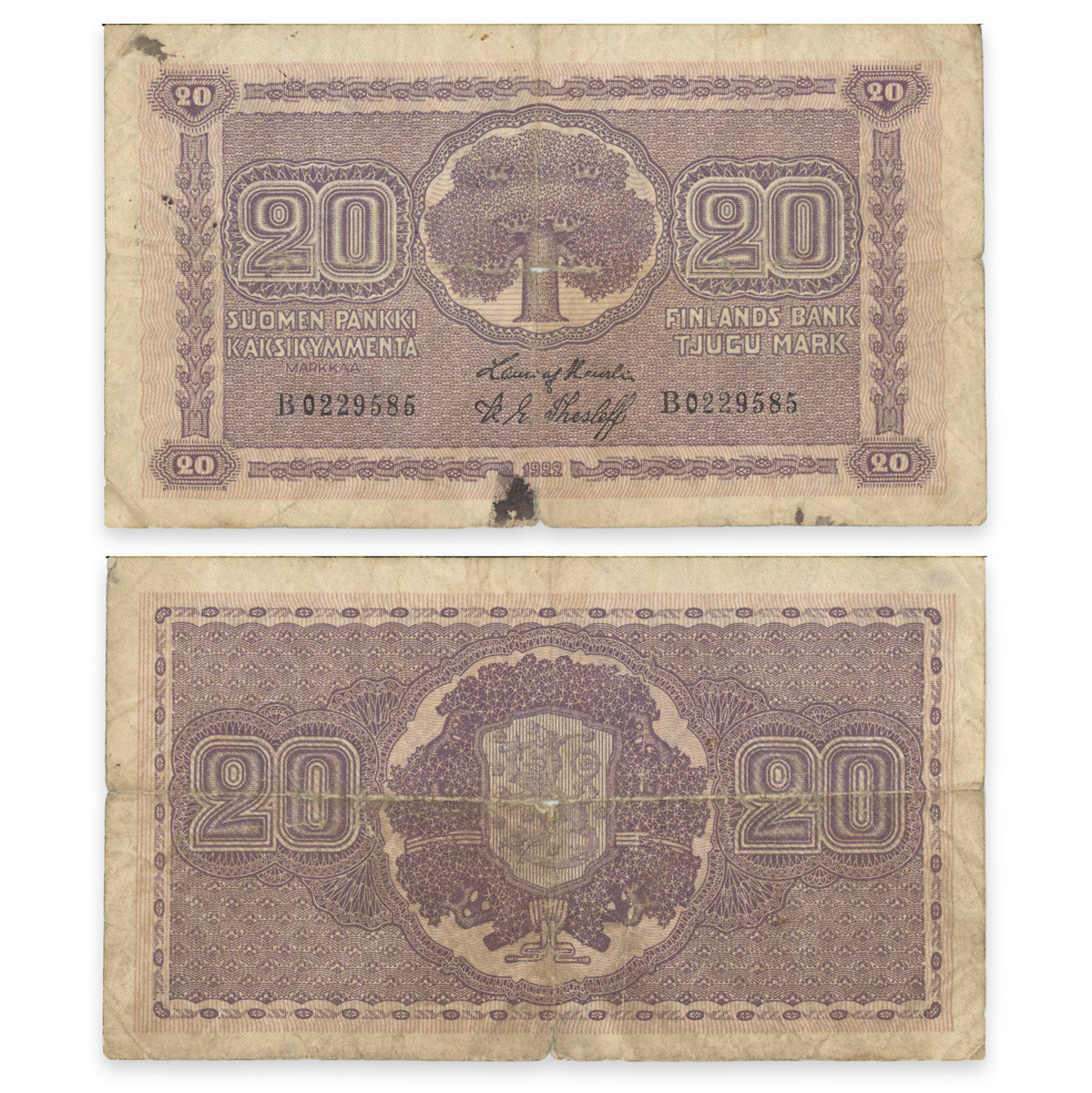 Finland 20 Markkaa 1922 P# 44 G-6