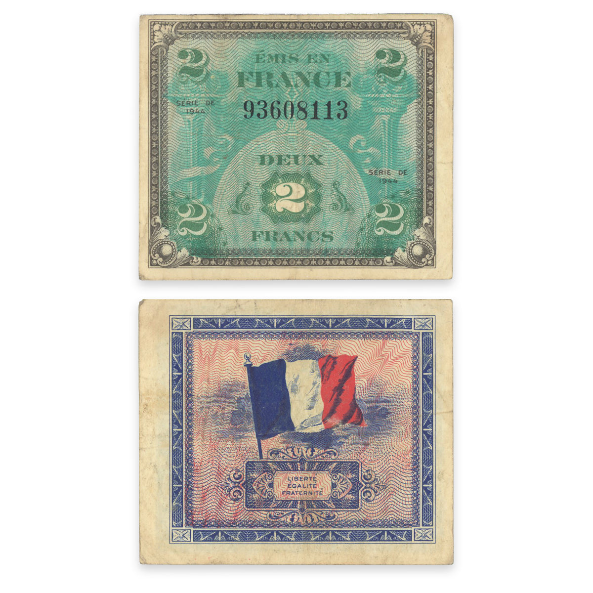 France - Allied Military Currency 2 Francs, 5 Francs, 10 Francs 1944 P# 114a, P# 115a, P# 116a