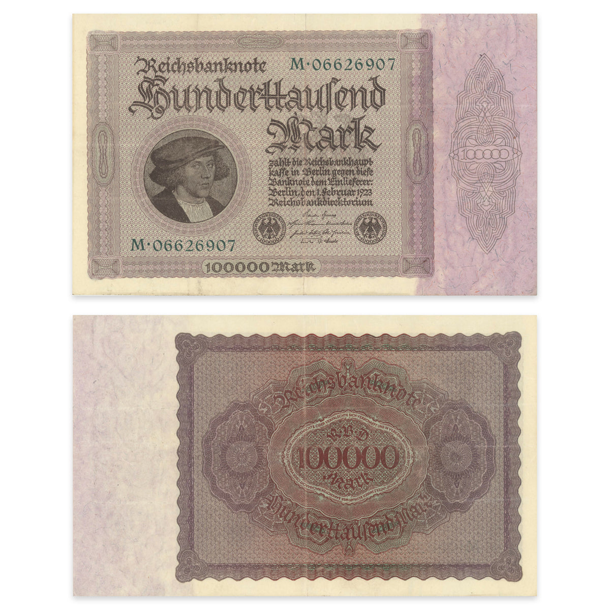 Germany - Reichsbanknote 100,000 Mark 1923 First Issue P# 83a EF-40