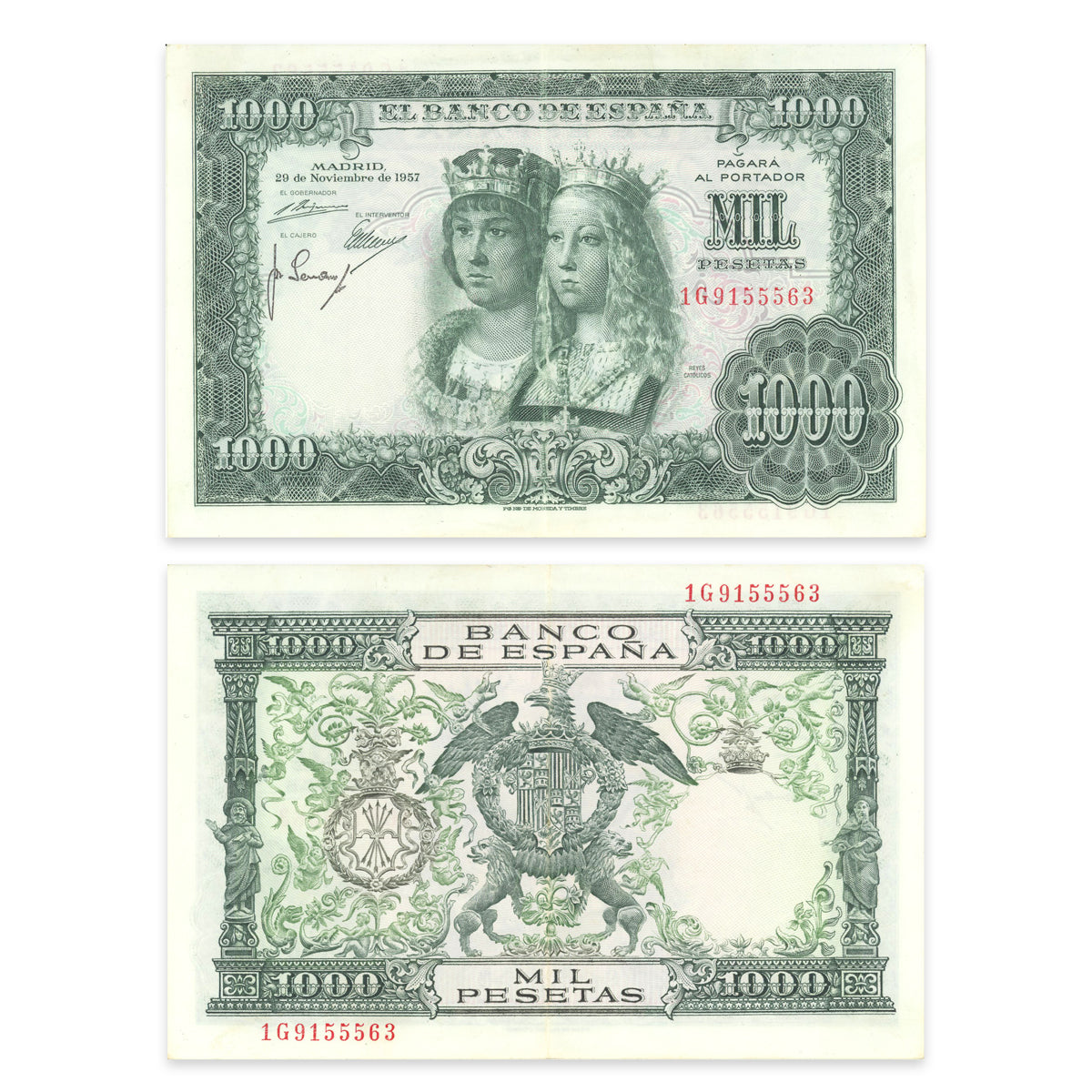 Spain 1000 Pesetas 1957 P# 149a EF-45