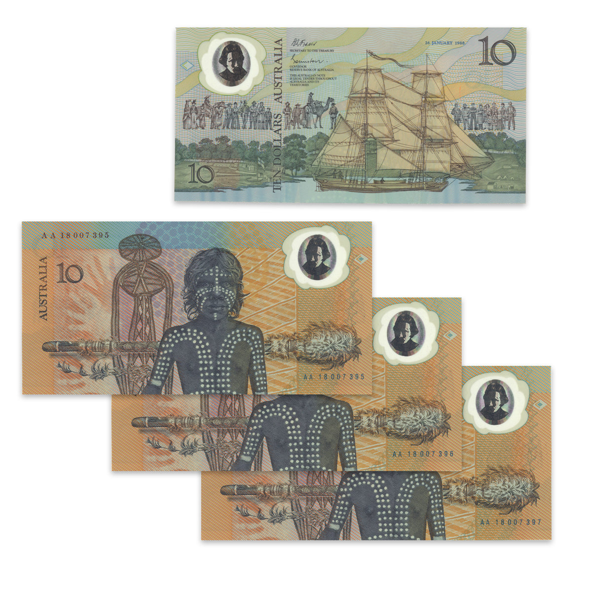 Australia 10 Dollars 1988 P# 49a Consec GUNC-65