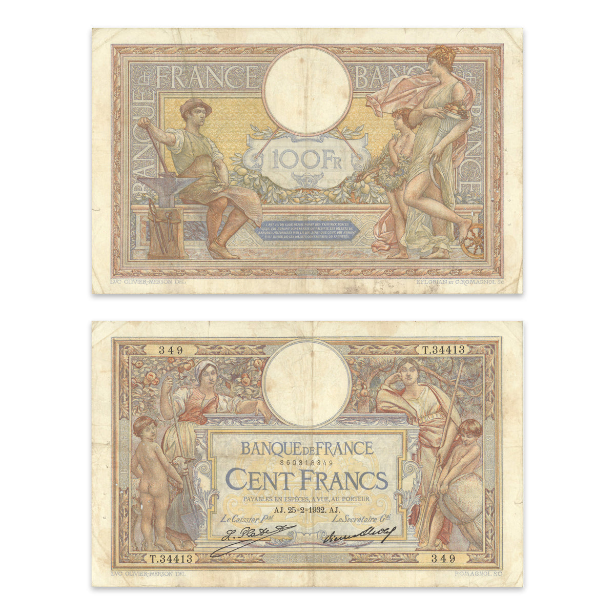 France 100 Francs 1932 P# 78b VF-25