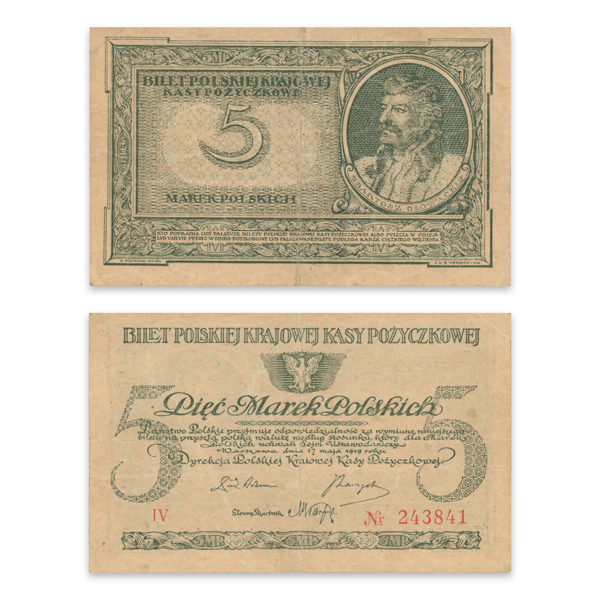 Poland 5 Marek 1919 P# 20a VF-25