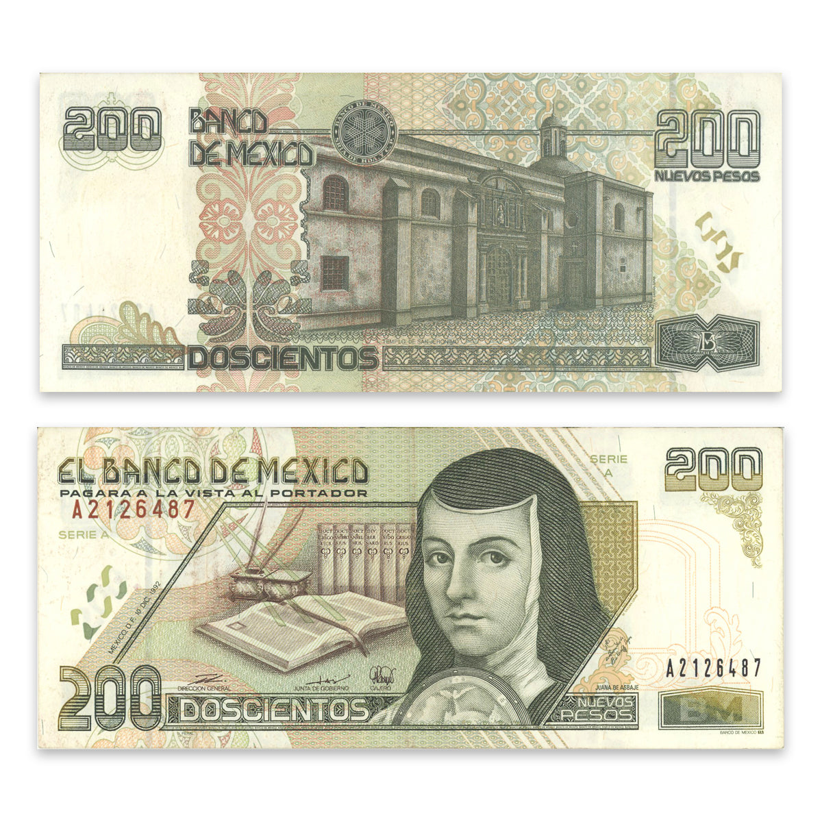 Mexico 200 Nuevos Pesos 1992 P# 103 VF-30