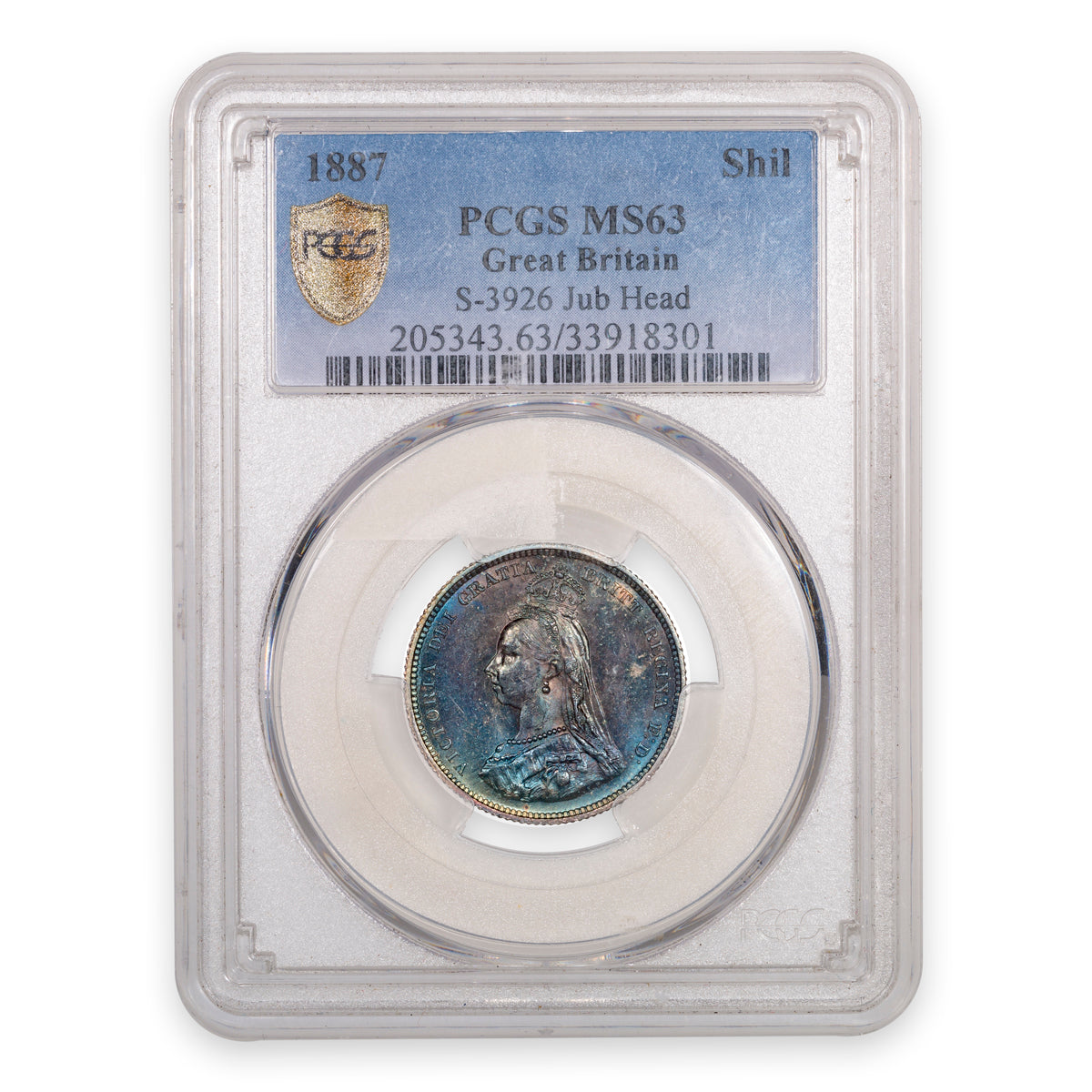 Great Britain Silver Shilling 1887 MS-63