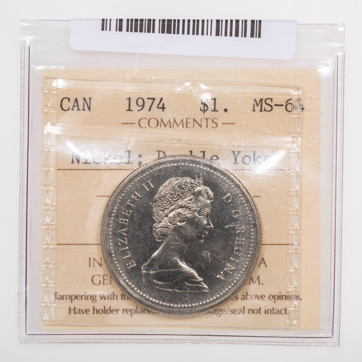 $1 1974 Rev-002 Double Yoke ICCS MS-64