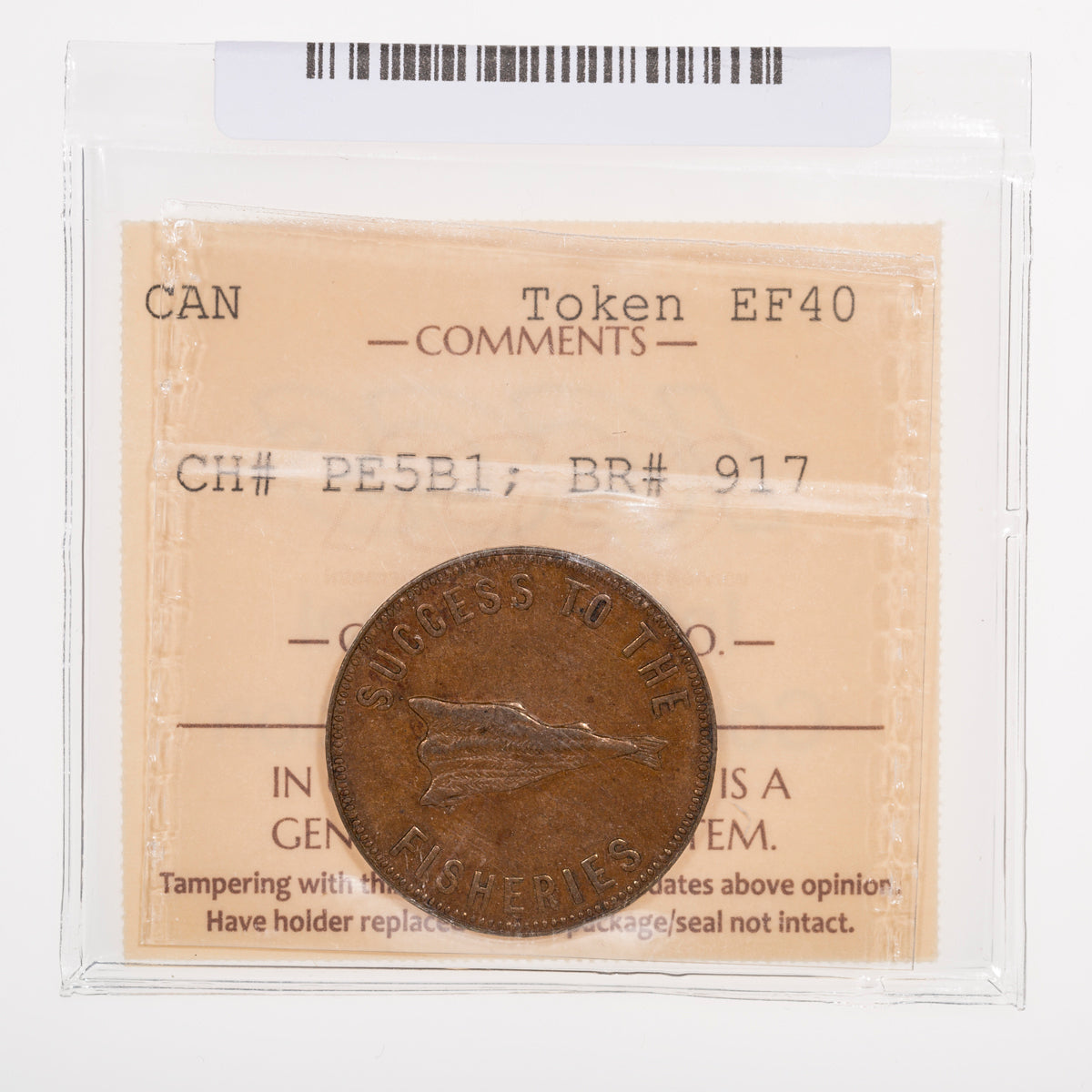 Prince Edward Island CH# PE-5B1 Speed The Plough - Success To The Fisheries (1860) Hook reverse ICCS EF-40
