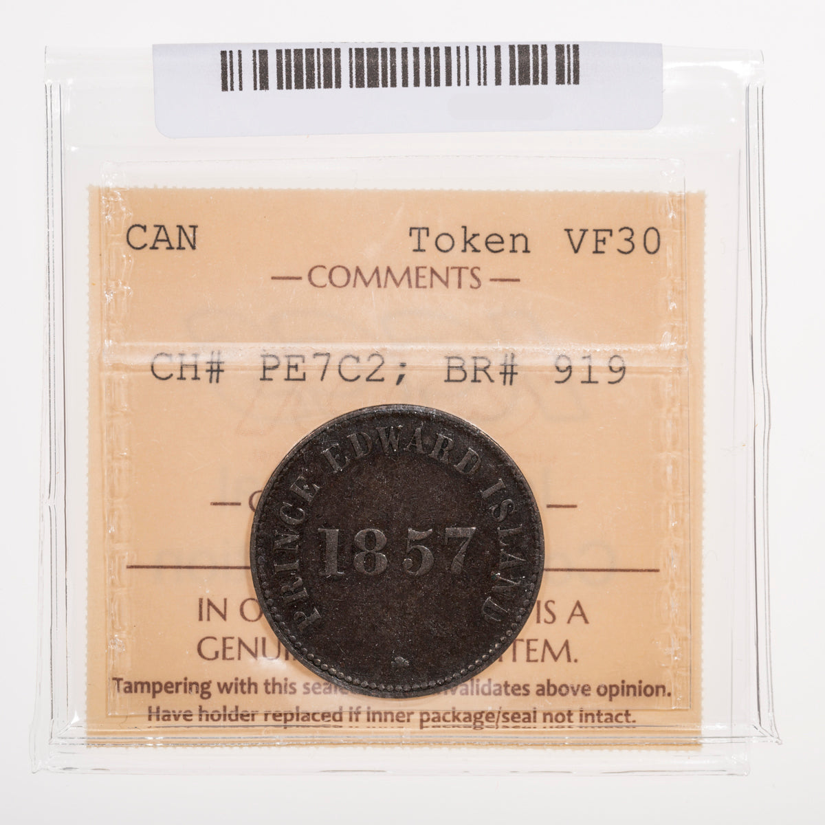 Prince Edward Island CH# PE-7C2 Self Government And Free Trade - Prince Edward Island 1857 Large Quatrefoil, Large AND ICCS VF-30