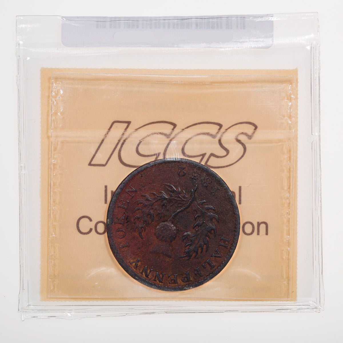 Nova Scotia CH# NS-1D3 Thistle George IV Halfpenny Token 1832 Equal ribbons, Engrailed ICCS VF-30