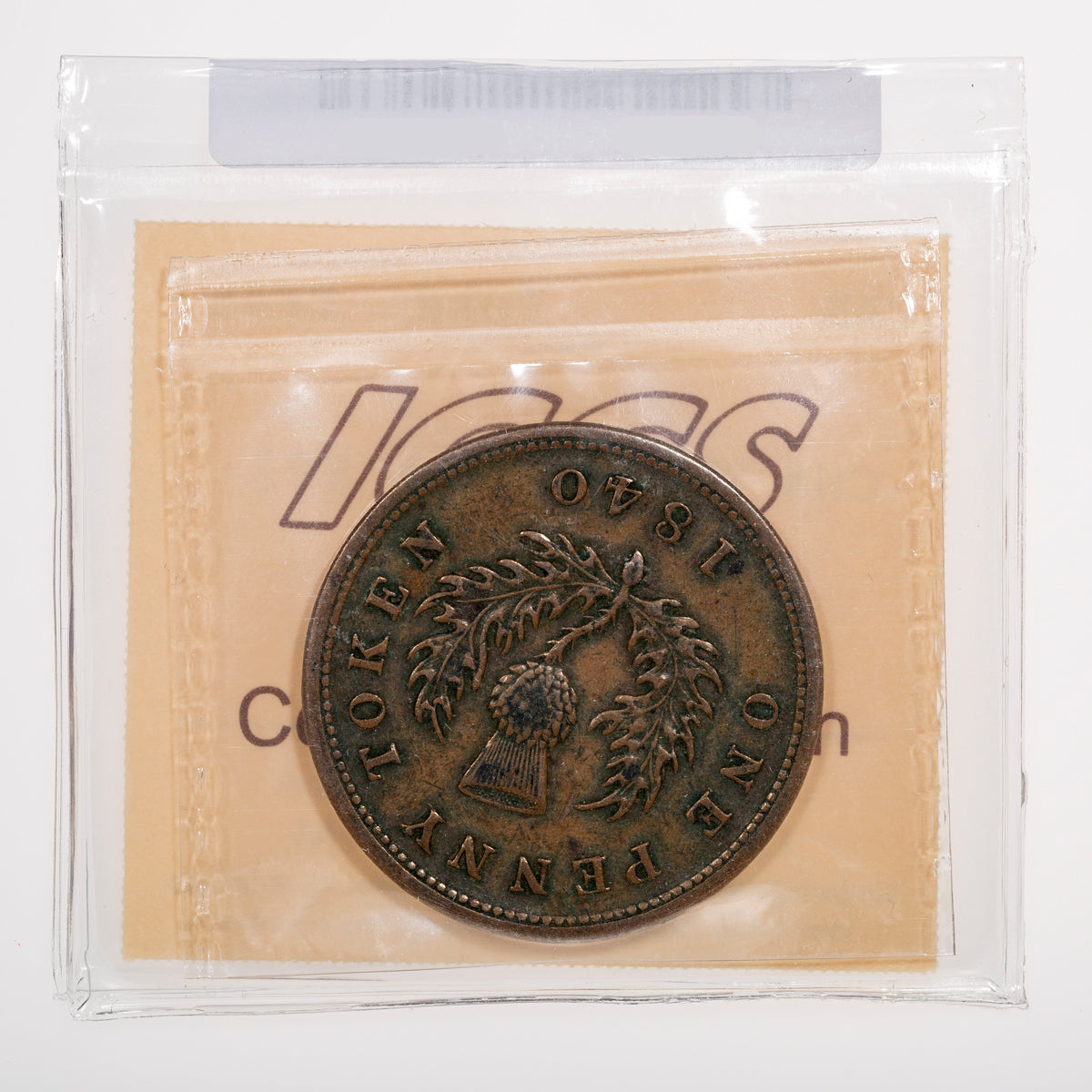 Nova Scotia CH# NS-2C1 Thistle Victoria One Penny Token 1840 Seven fringes of hair ICCS EF-45