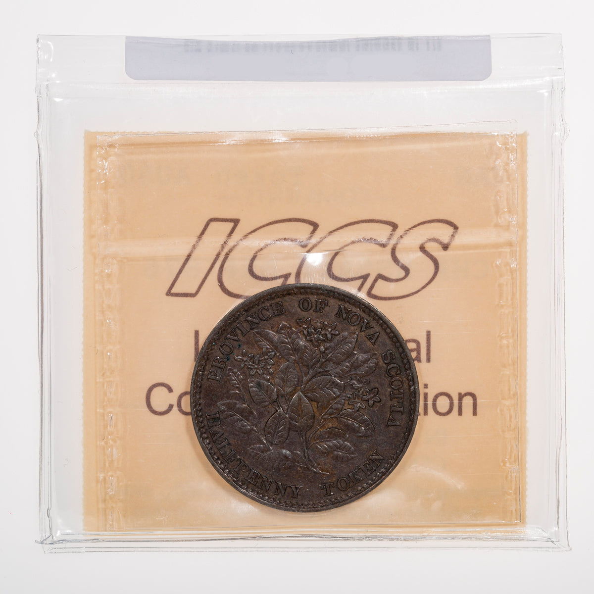 Nova Scotia CH# NS-5A1 Victoria Mayflower Halfpenny Token 1856 Bronze ICCS AU-50