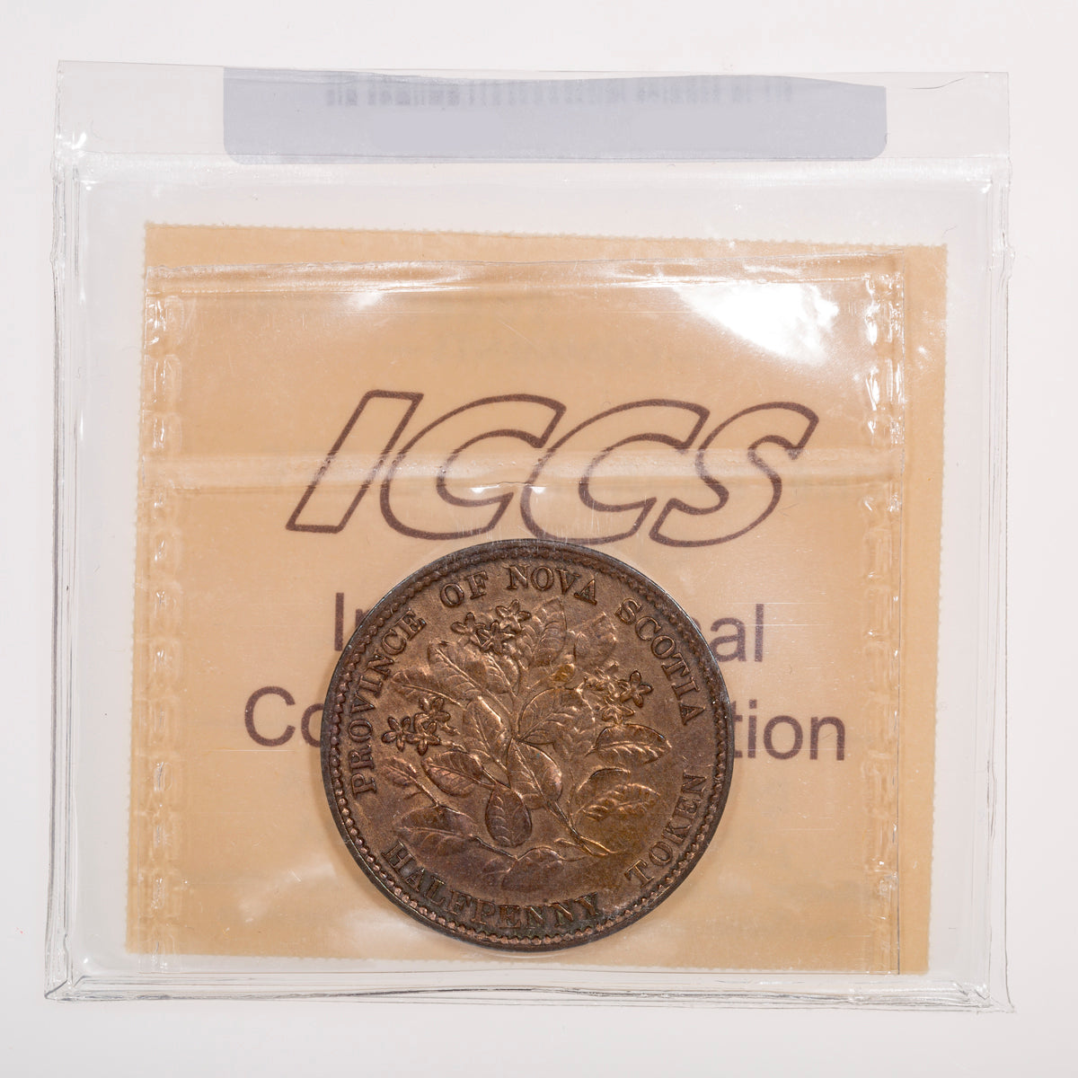 Nova Scotia CH# NS-5A3 Victoria Mayflower Halfpenny Token 1856 Bronze ICCS EF-40