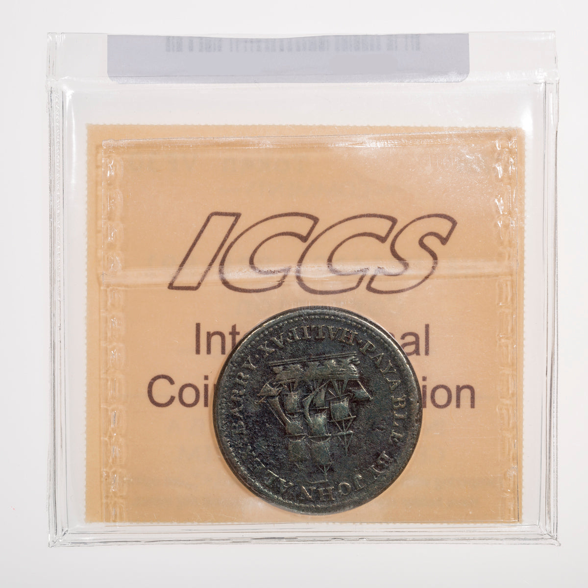 Nova Scotia CH# NS-14A2 John Alexr. Barry Halifax Halfpenny Token 1815 Large bust, 8 leaves, Copper ICCS VF-30