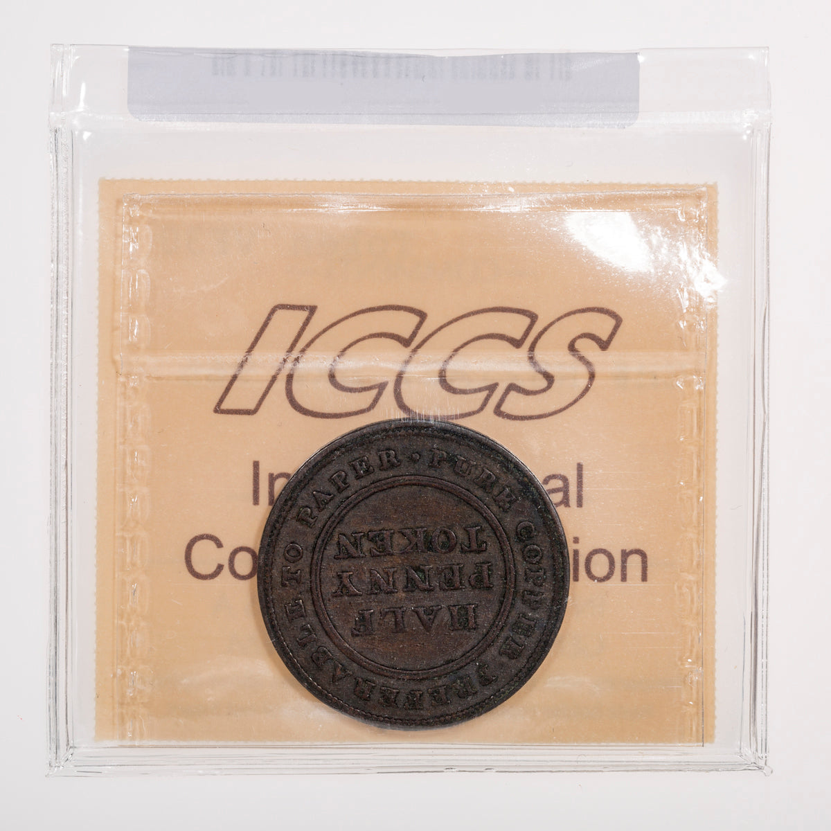 Nova Scotia CH# NS-21A2 Trade & Navigation Half Penny Token 1813 Large wave, Engrailed ICCS VF-30