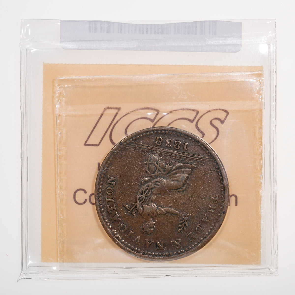 Nova Scotia CH# NS-22A Trade & Navigation Penny Token 1838 Bust facing left ICCS EF-40