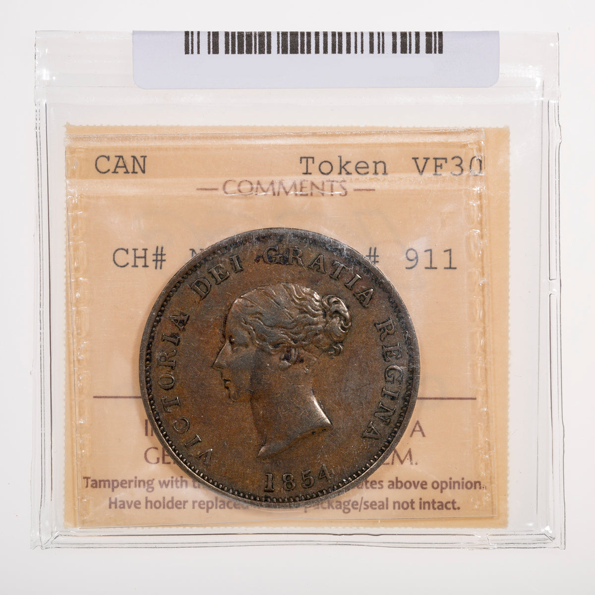 New Brunswick CH# NB-2B1 Victoria Frigate One Penny Currency 1854 Complete ensign ICCS VF-30