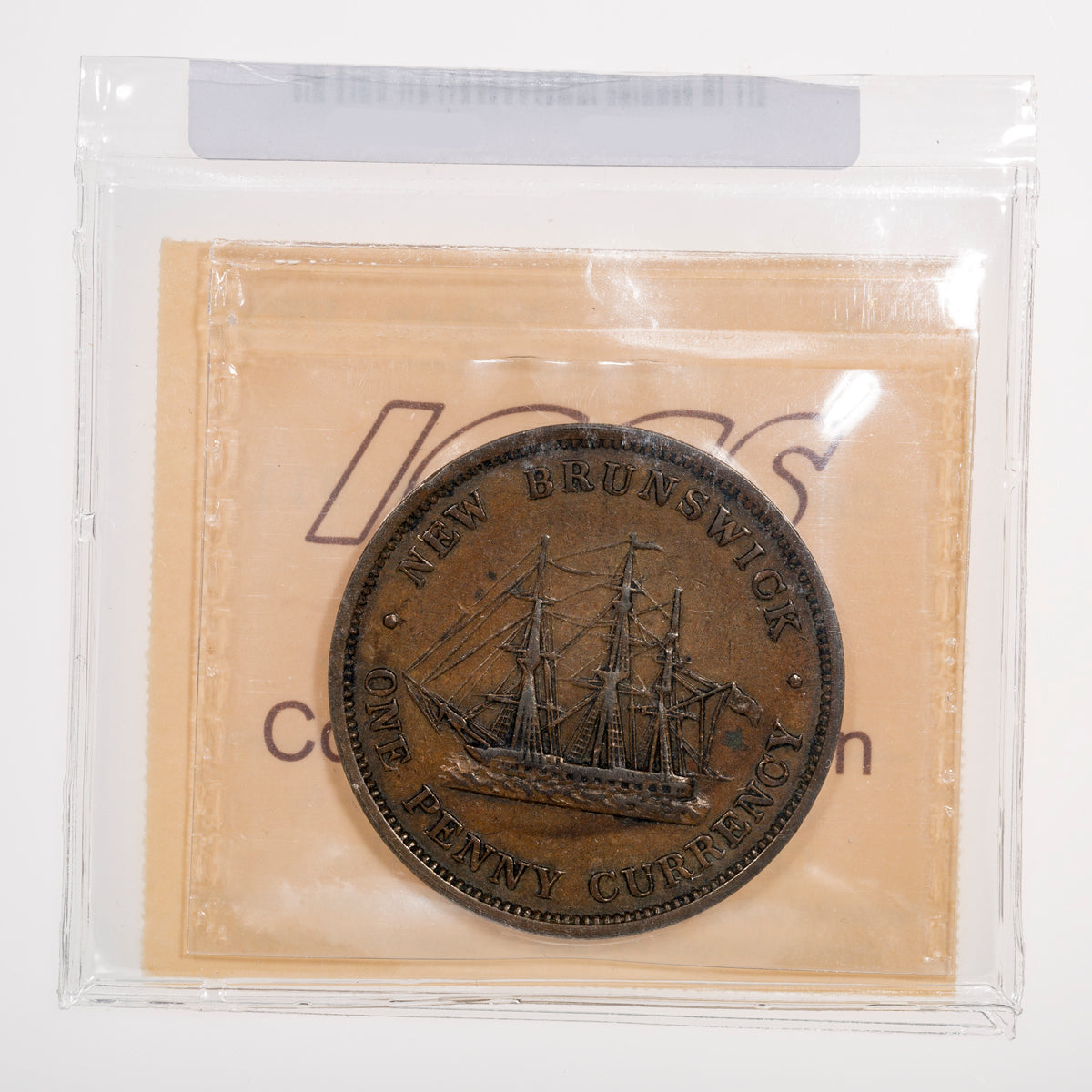 New Brunswick CH# NB-2B1 Victoria Frigate One Penny Currency 1854 Complete ensign ICCS VF-30
