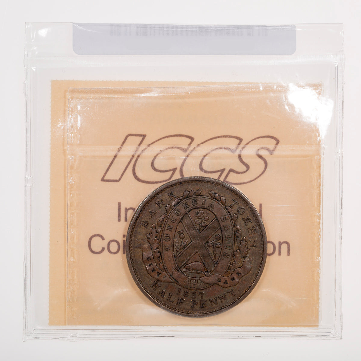 Lower Canada CH# LC-8A2 Province Du Bas Canada Half Penny City Bank 1837 In line ICCS EF-40