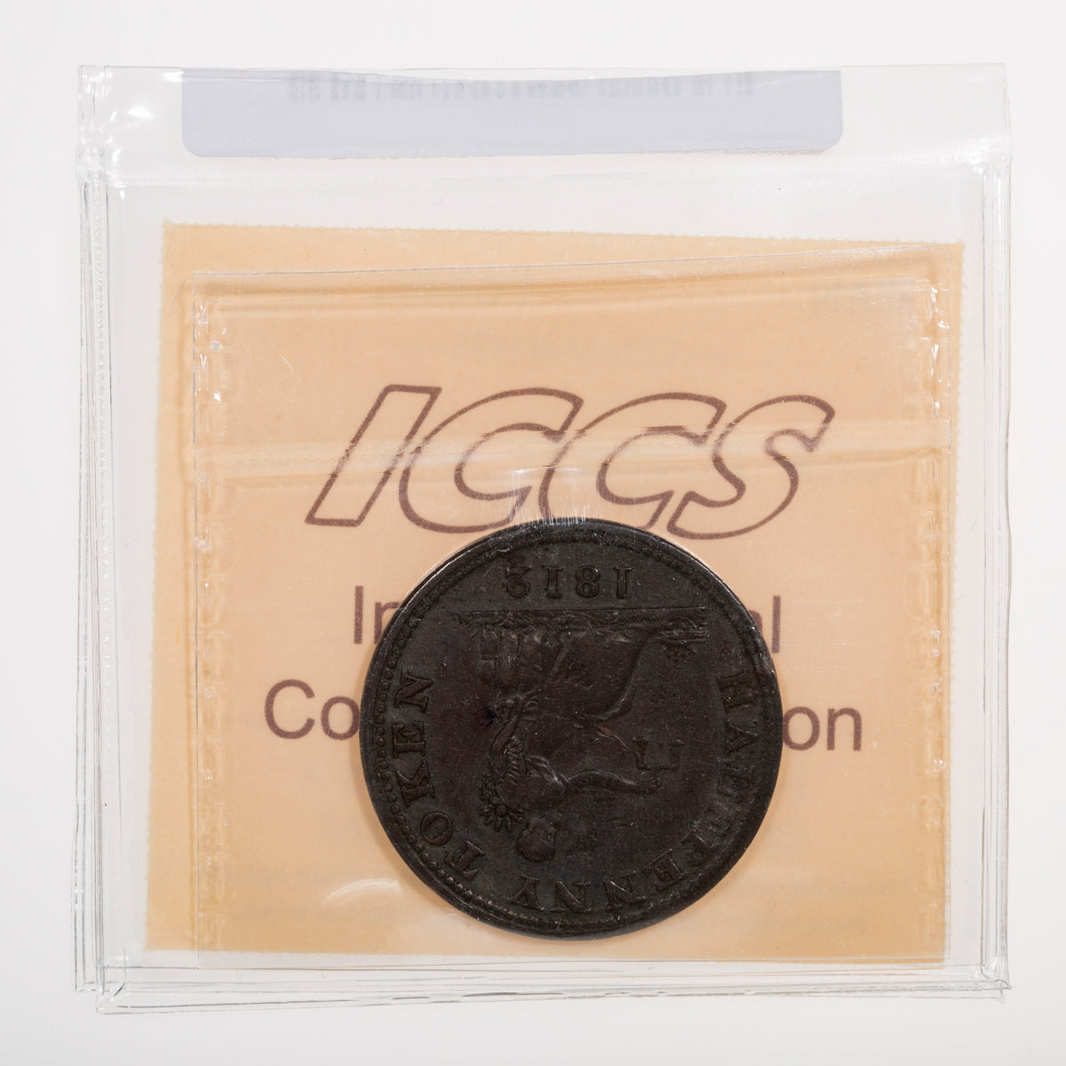 Lower Canada CH# LC-46A3 Halliday Halfpenny Token 1812 Four top leaves / No cannonballs ICCS EF-40