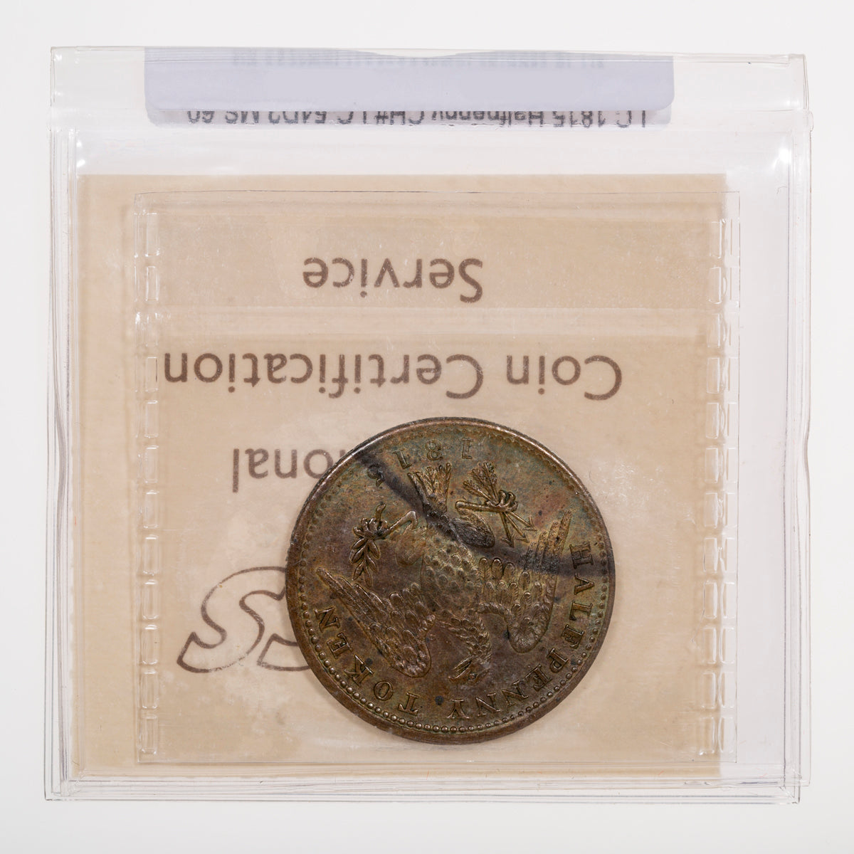 Lower Canada CH# LC-54D2 Spread Eagle Imitation Halfpenny Token 1815 Clockwise ICCS MS-60