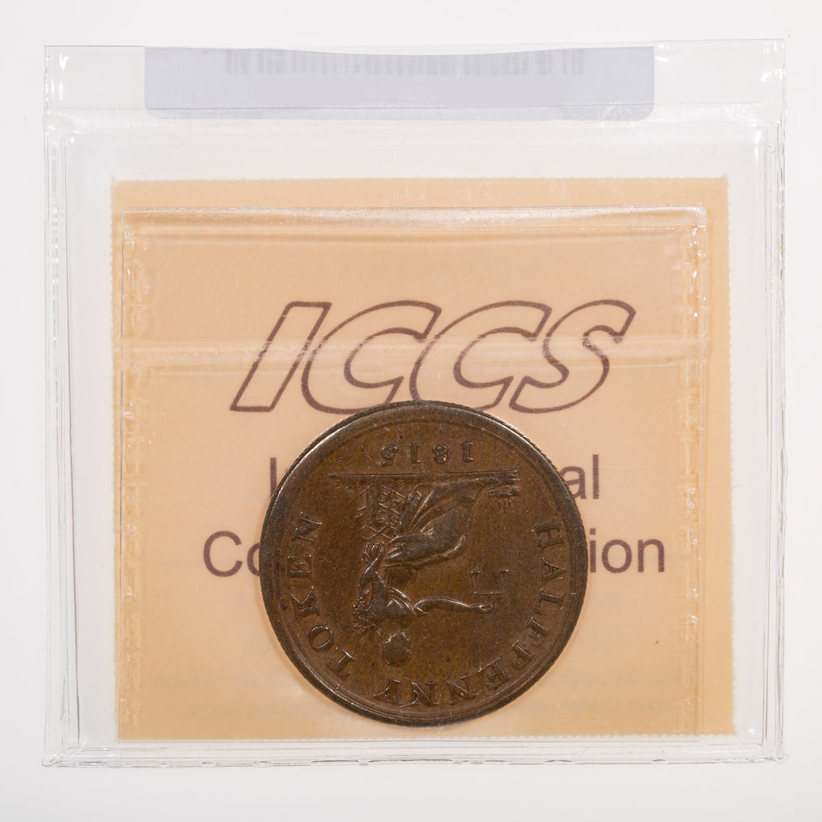 Lower Canada CH# LC-56B1 Seated Justice Halfpenny Token 1815 Copper ICCS EF-45