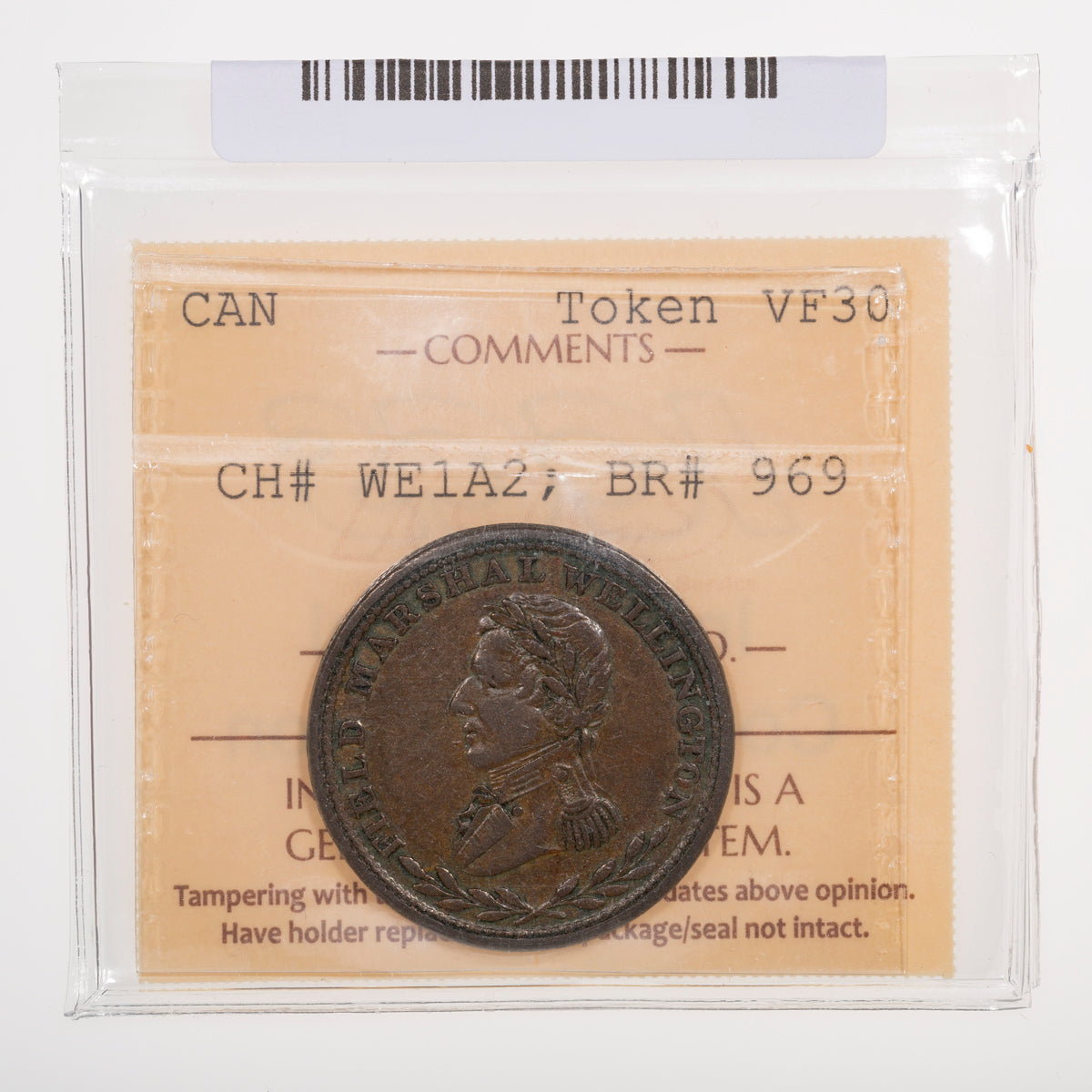 Wellington CH# WE-1A2 Field Marshal Wellington Halfpenny Token 1813 Engrailed, Thin ICCS VF-30