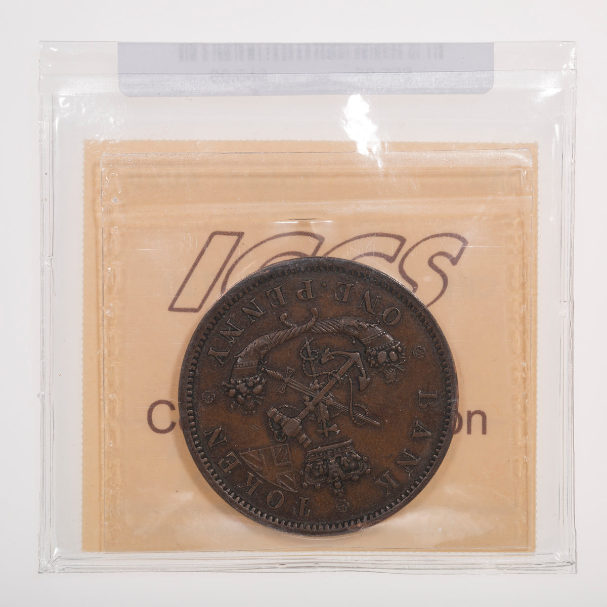 Province of Canada CH# PC-6D Bank of Upper Canada One Penny 1857 ICCS AU-50