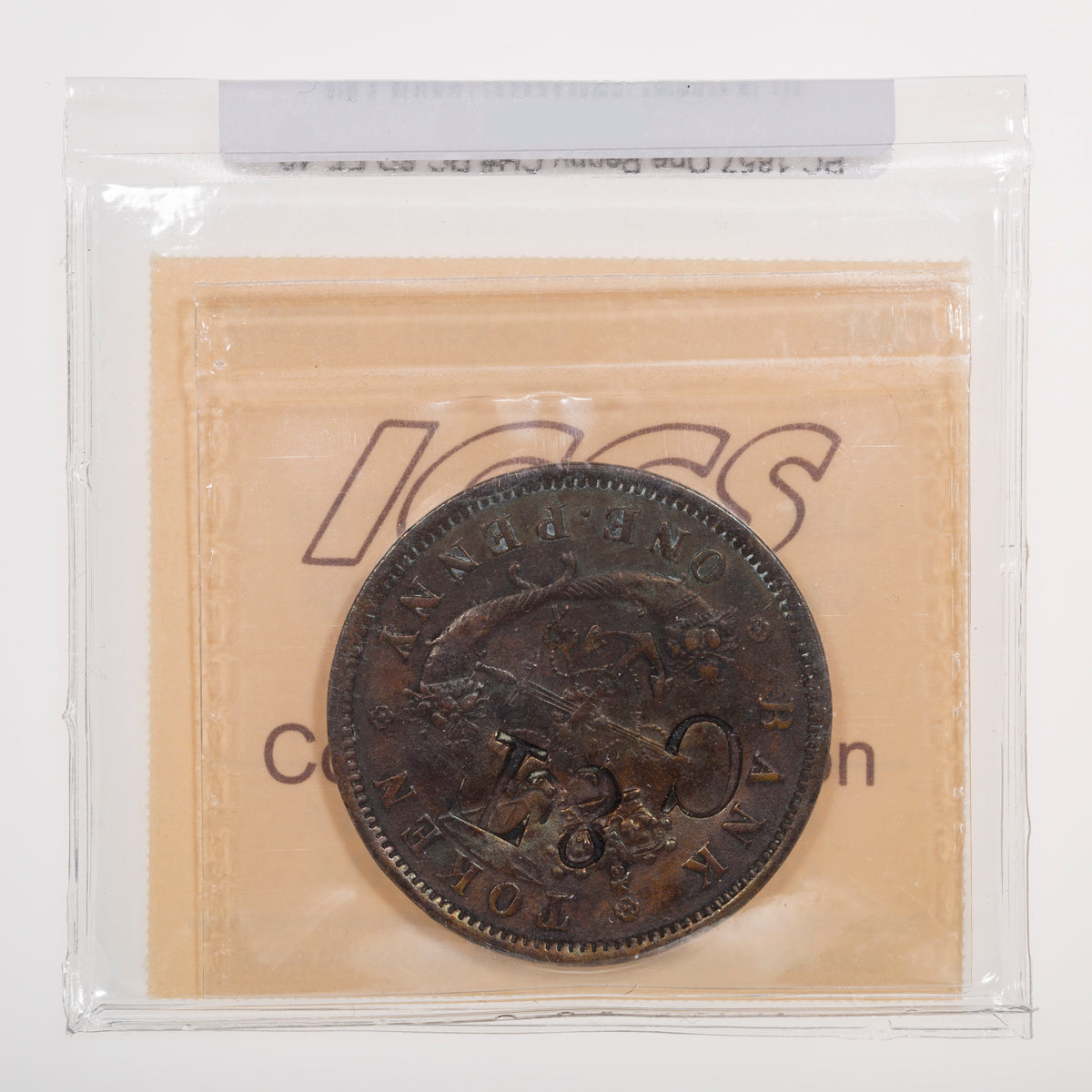 Province of Canada CH# PC-6D Bank of Upper Canada One Penny 1857 C & T Counterstamp ICCS EF-40