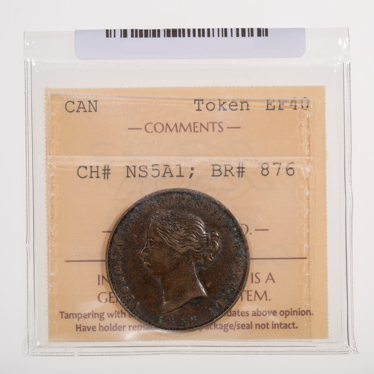 Nova Scotia CH# NS-5A1 Victoria Mayflower Halfpenny 1856 Bronze ICCS EF-40